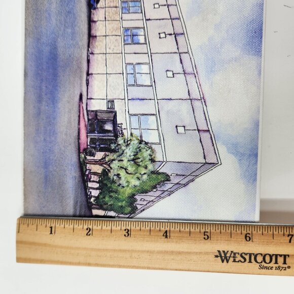 The Office Pam's Watercolor Painting Dunder Mifflin Building Art Canvas 8"x6" - Picture 5 of 6